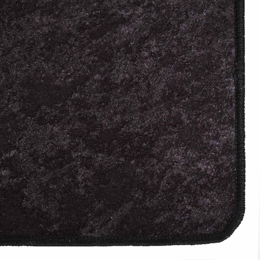 Tapis en velours lavable en machine - 80 x 150 cm - Avec dessous antidérapant pour isolation phonique et motif accrocheur - Anthracite
