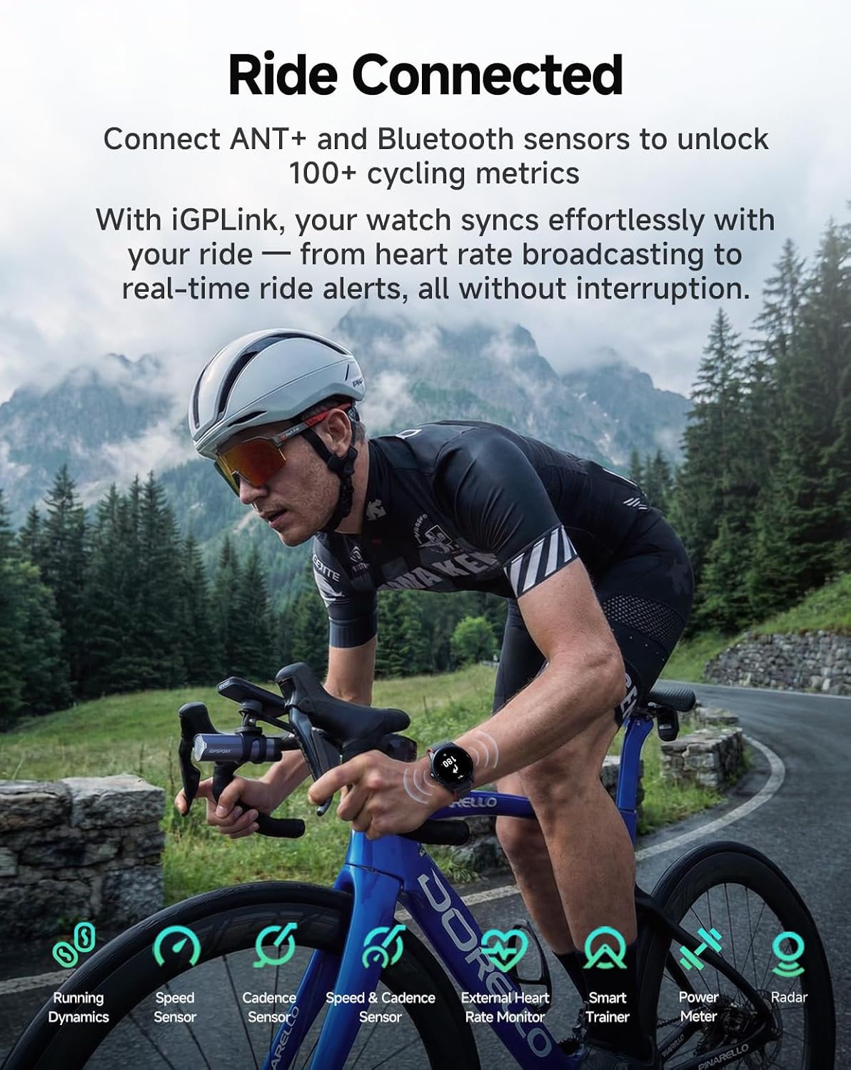 iGPSPORT VeRun GPS Sports Watch, 1.32'' AMOLED Display Running Training Metrics Plan Route Navigation ANT+ Bluetooth (Black)