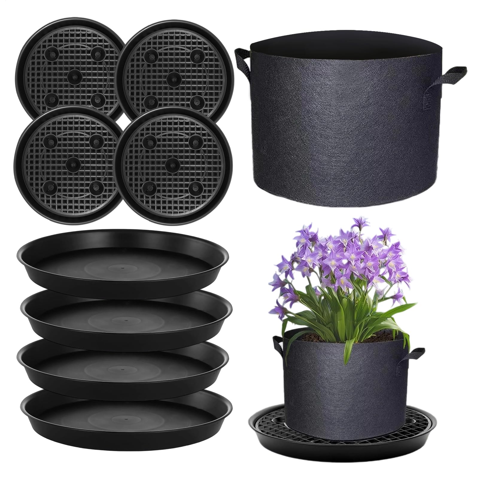Dessous de plat rond antidérapant et soucoupe d'irrigation pour parterre de fleurs