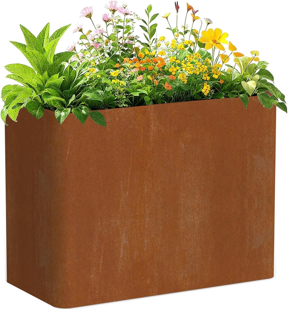 Metal Rectangular Planter Box 36" L x 15" W x 24" H,Rectangular Tall Planters for Outdoor Plants with Removable Insert Shelves & 4 Drainage Holes for Patio, Yard & Porch