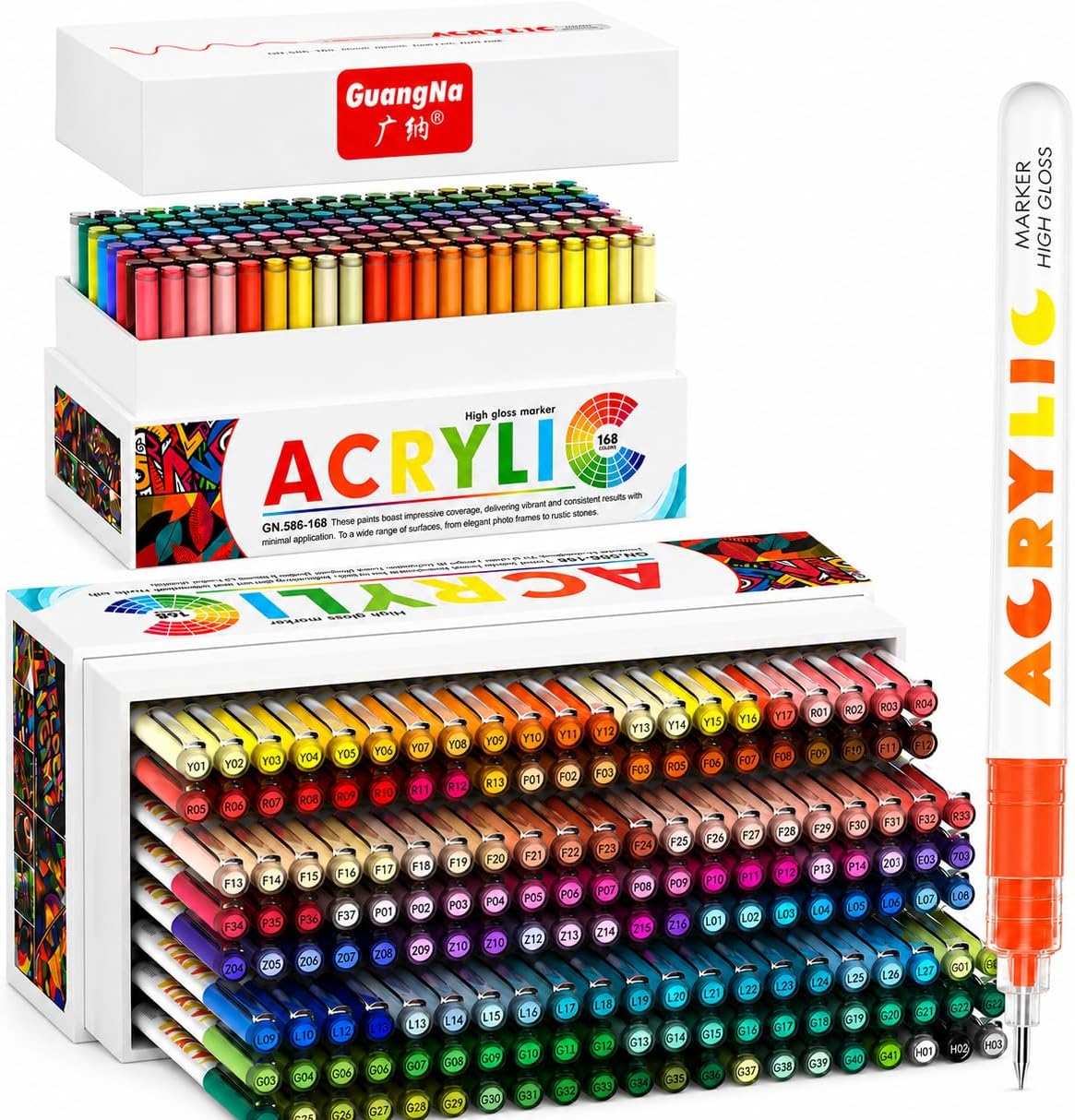  168 Colors Acrylic Gel Pens, Fine Tip Acrylic Pens for Rock Painting & Black Paper –1mm Fine Tip Colored Gel Pens for Adult Coloring Books, Journaling, Drawing, Note Taking & DIY Crafts
