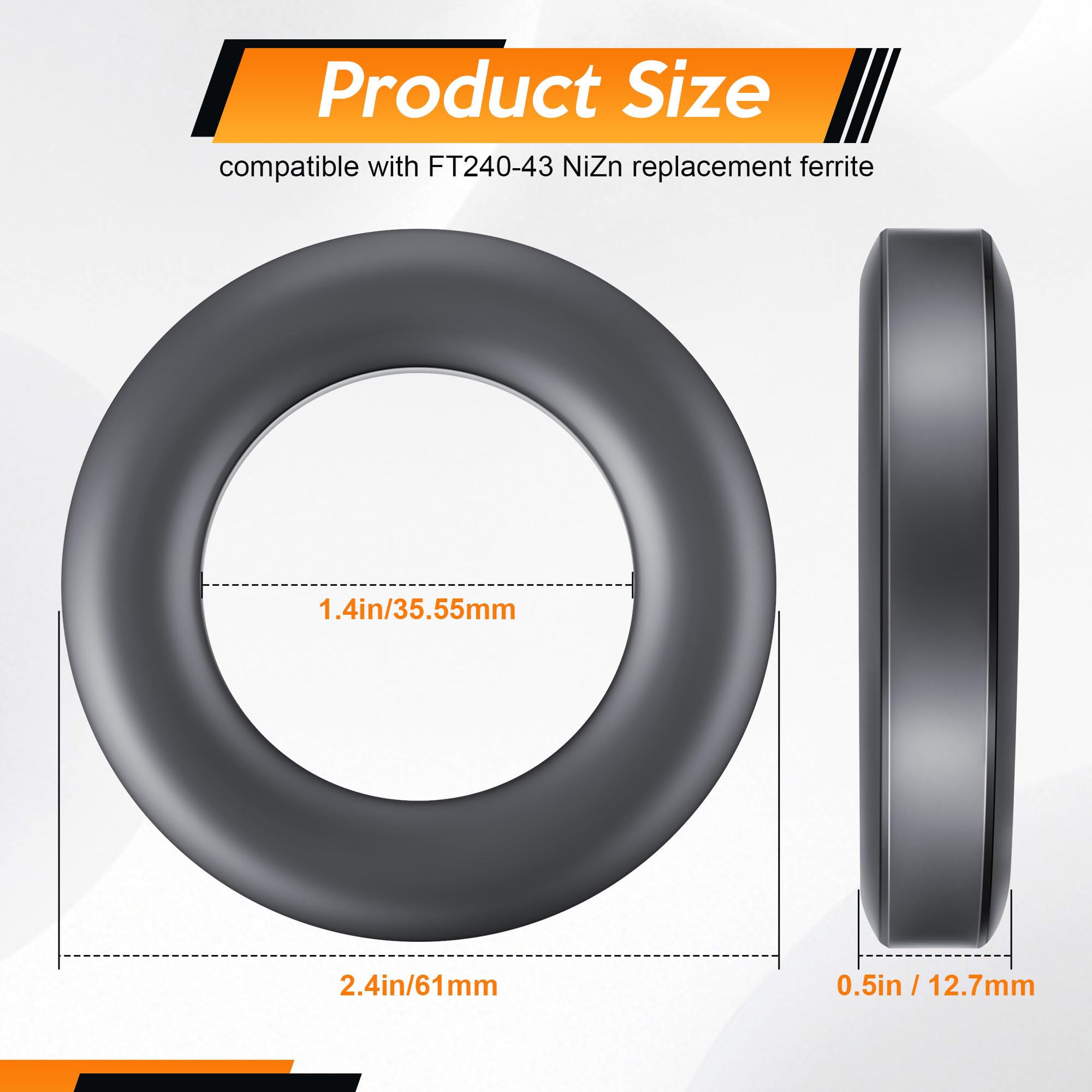 Núcleo de ferrita toroide FT240-43 2.4 pulgadas para supresión RFI EMI RF HF EFHW