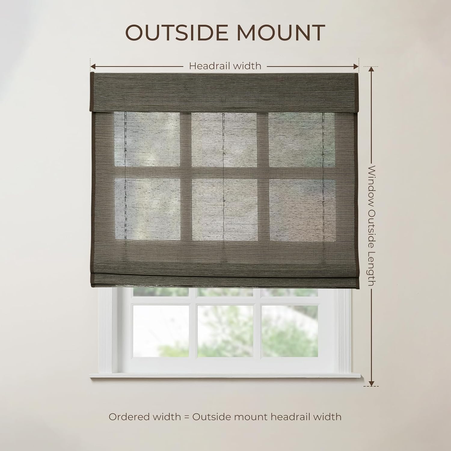 TWOPAGES Bamboo Roman Shades for Indoor Windows No Drill Blinds Natural Woven Custom Shades Cordless,P Series Rae Collection