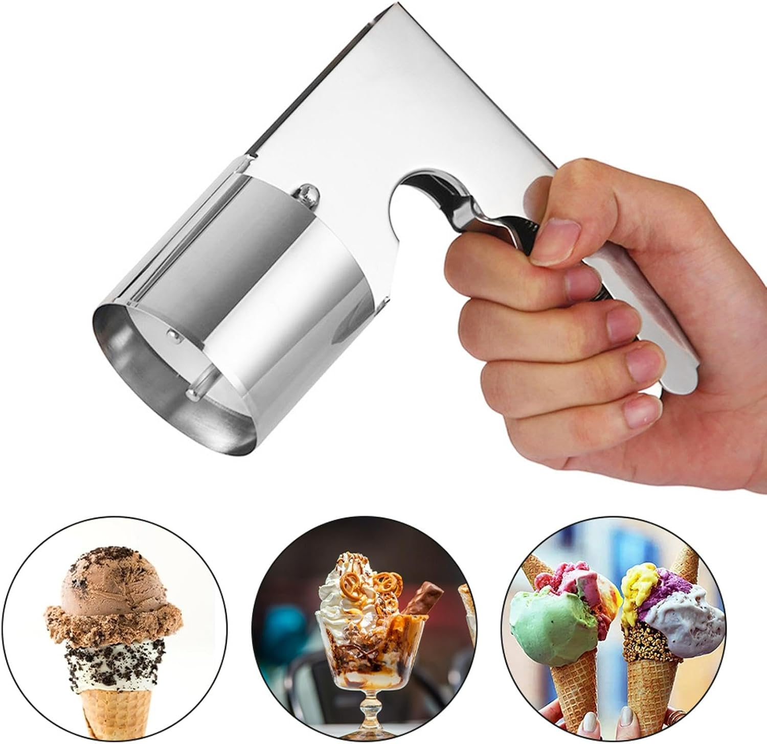 Stainless Steel Ice Cream Scoop with Trigger Release, Big Volume Ice Cream Scooper for Perfect Cylindrical Scoops, Old Fashion Style Scoop Disher, Multi-Use for Mashed Potatoes(COLOR:Silver)