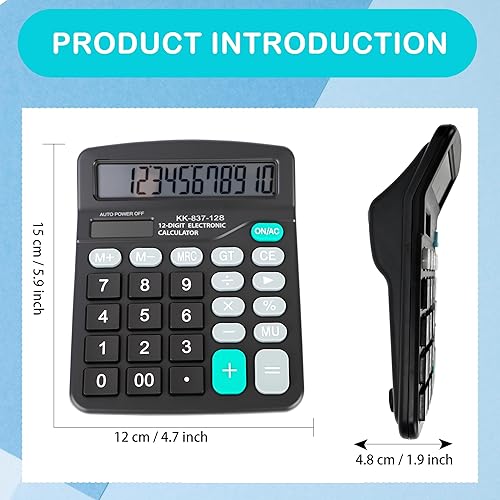 Miniatura 2 de Paquete de 10 calculadoras de escritorio de 12 dígitos con pantalla LCD grande, calculadora electrónica de doble potencia para estudiantes, oficina,
