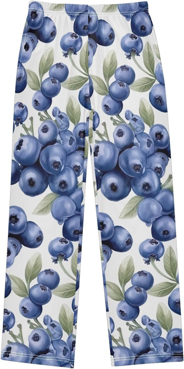 Leave Blueberries Soft Pajama Lounge Pants with Pockets Elastic Waist Long Sleepwear Pajama Bottoms for Christmas
