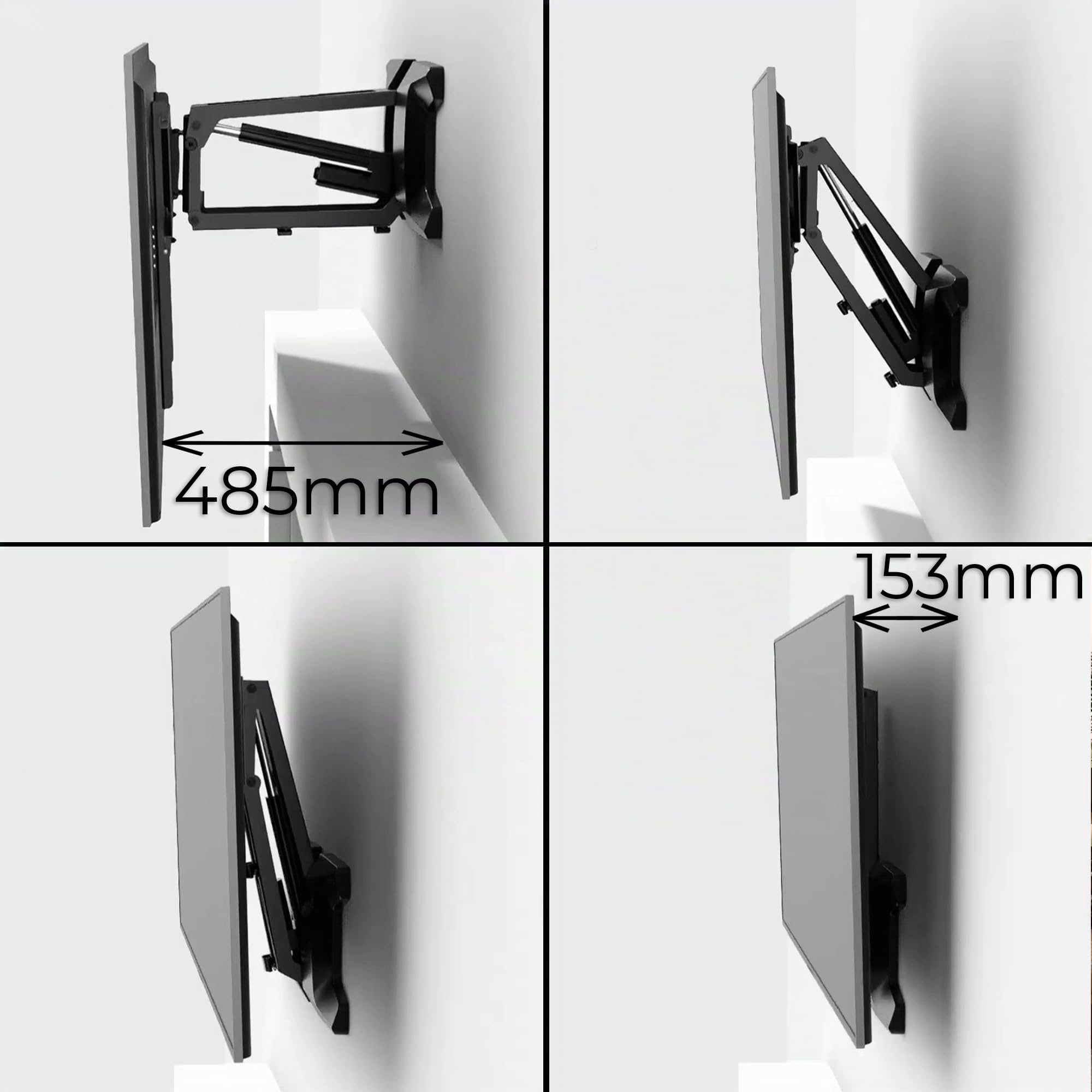 Maclean Soporte de Pared Eléctrico para TV de 37-70" | Altura Ajustable con Mando a Distancia | para Montaje sobre la Chimenea | Máx. VESA 600x400 | hasta 35 kg | MC-891