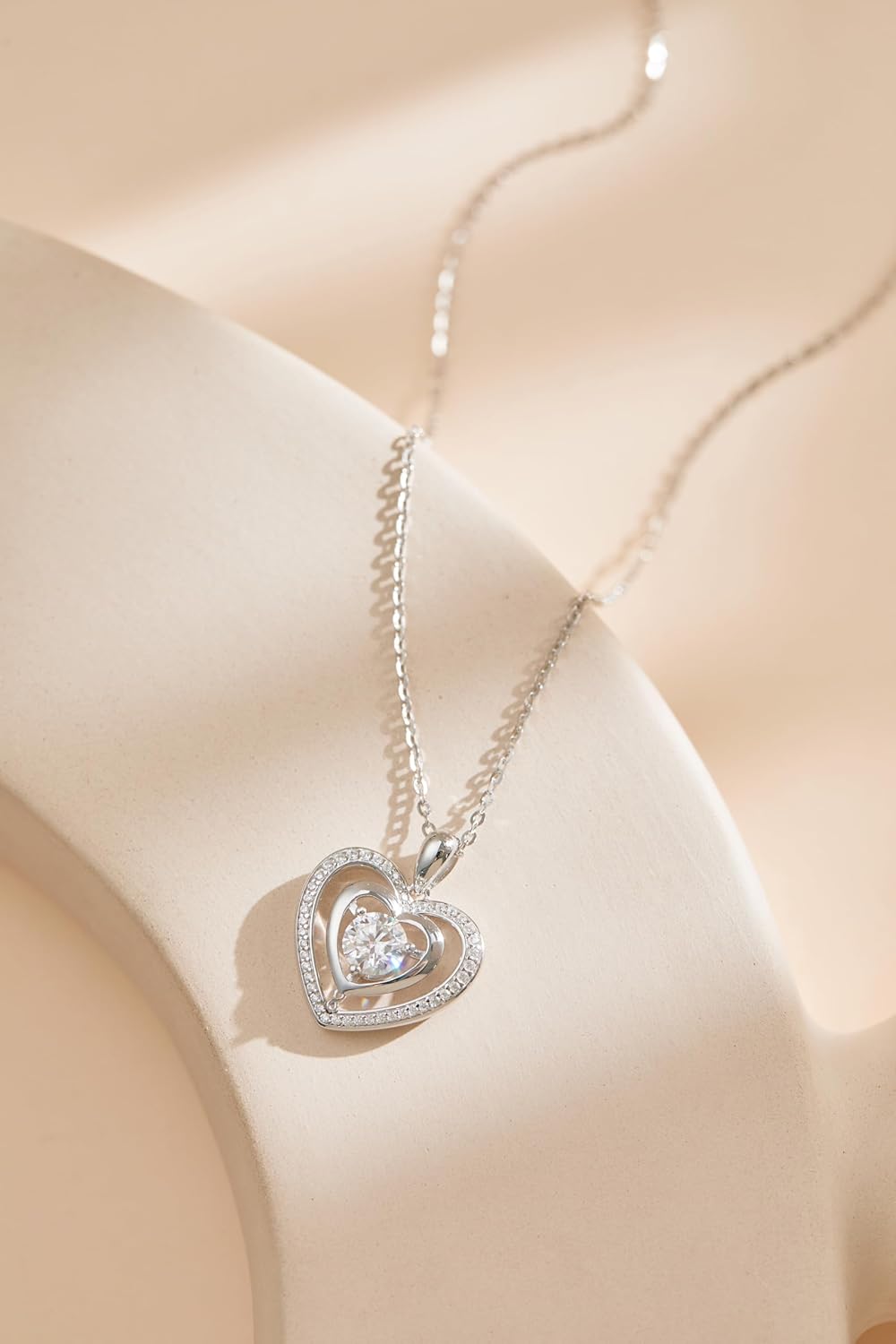 Moissanite Necklaces for Women, Heart Pendant Necklace Anniversary Birthday Gift for Her, S925 Silver Jewelry for Wife Girlfriend Mom - Image 7