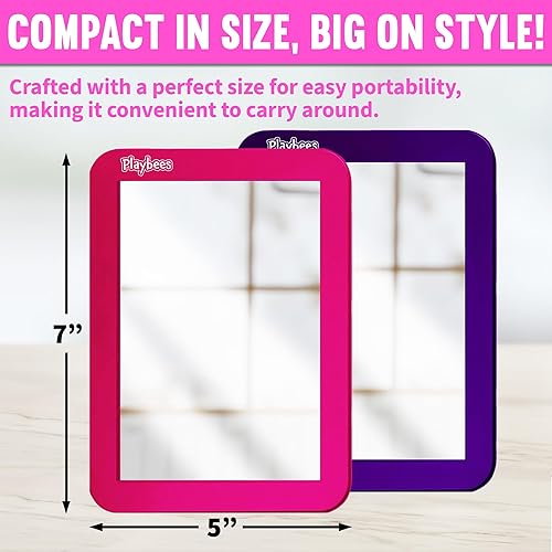 Miniatura 3 de Espejos magnéticos para casillero, paquete de 2 (rosa y morado) - Perfecto para taquillas escolares, baños, refrigeradores, gabinetes de oficina y