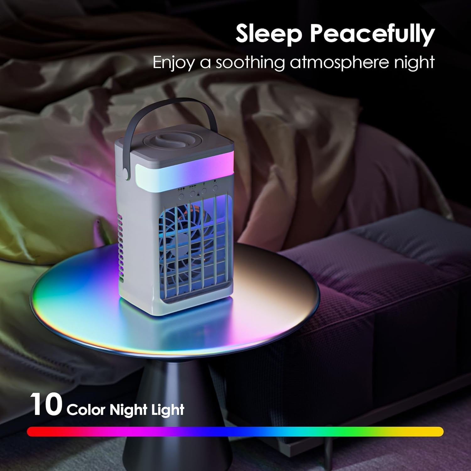 Portable Air Conditioner, Cooling Fan 3 Speeds & 3 Modes Personal Cooling Fan Mini Air Conditioner Fan with Remote, 1500ML Water Tank, Night Light, for Home Office Bedroom