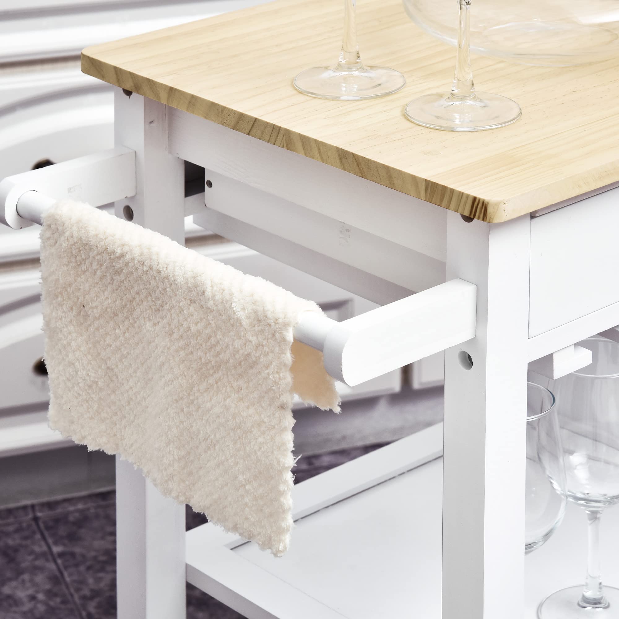 HomCom Carro de Cocina Carrito de Servir Multiusos Estantería Carrito Auxiliar con Ruedas 88.5x40x86cm