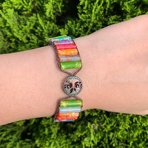 Miniatura 6 de YGLINE Pulseras bohemias hechas a mano de piedra natural, pulsera de cuentas de cristal