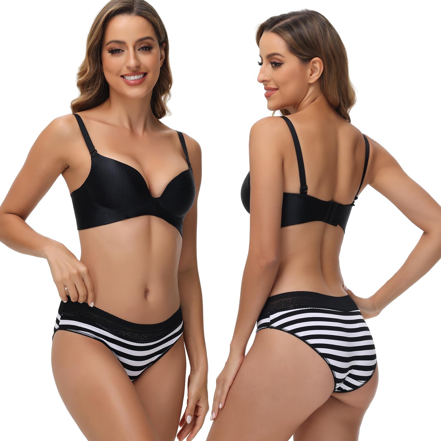 LYYTHAVON Women’s Underwear Cotton Panties Lace Soft Hipster Panty Ladies Stretch Full Briefs 5 Pack - Image 2