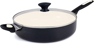 GreenPan Rio Healthy Ceramic Nonstick, Saute Pan with Lid, 5QT, Black