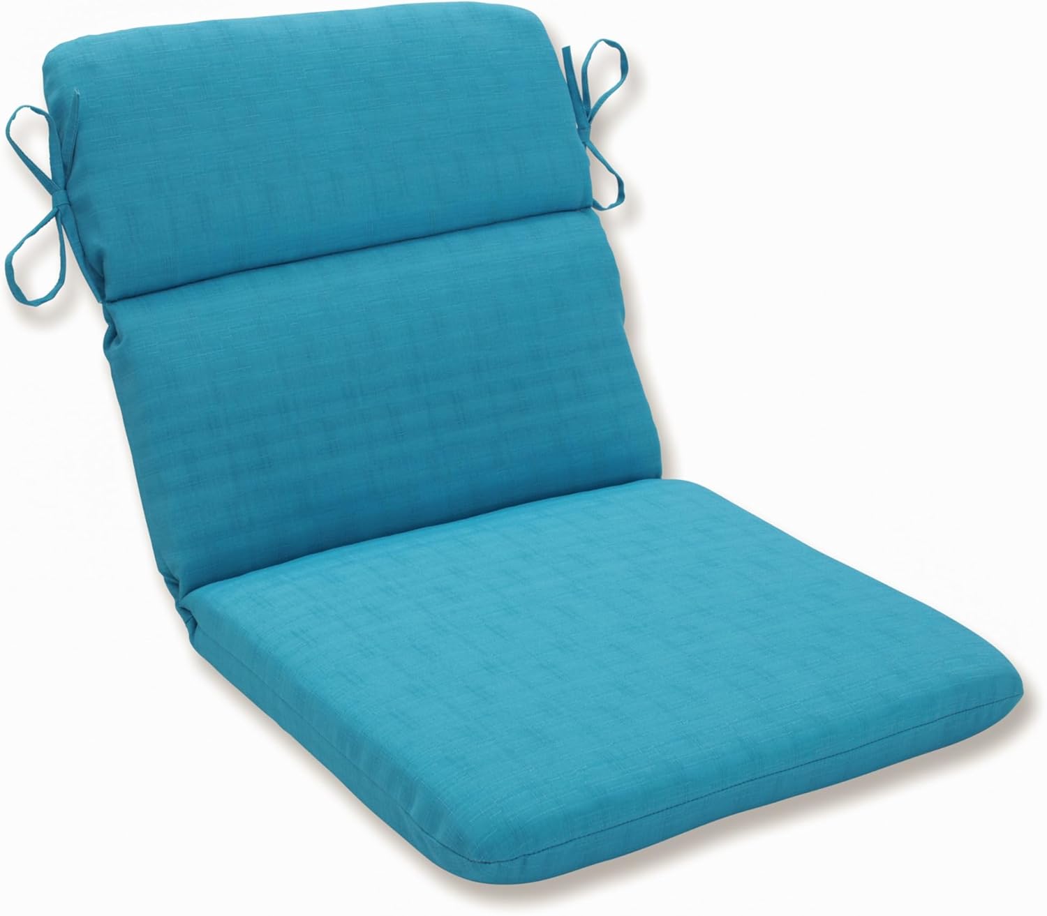 Pillow Perfect Monti Chino Solid Indoor/Outdoor One Piece Chair Cushion Deep Seat, Weather and Fade Resistant, Round Corner - 40.5" x 21", Blue