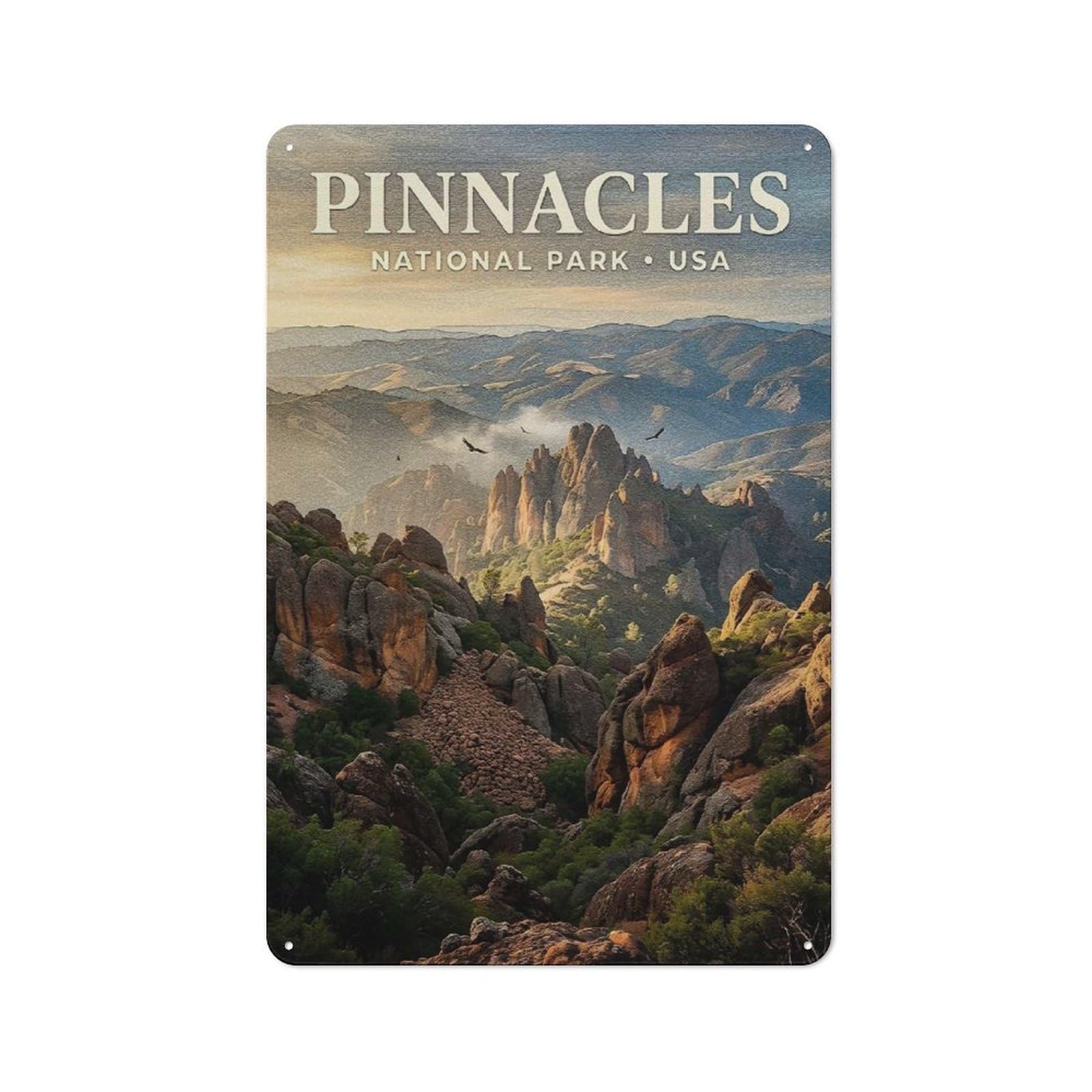 Junmoney Style-5 Pinnacles National Park Usa Landscape Rustic Tin Sign 30X20cm For Hallway Wall, For Home Decor Fans Who Collect Metal Signs