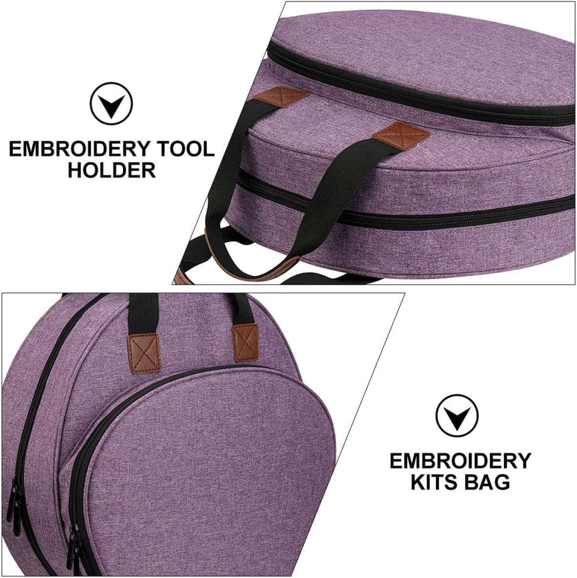 JEWEDECO Multifunctional Embroidery Tool Storage Bag Large Opening for Easy Access Sturdy Handle for Craft Enthusiasts for Traveling and Organizing Kits