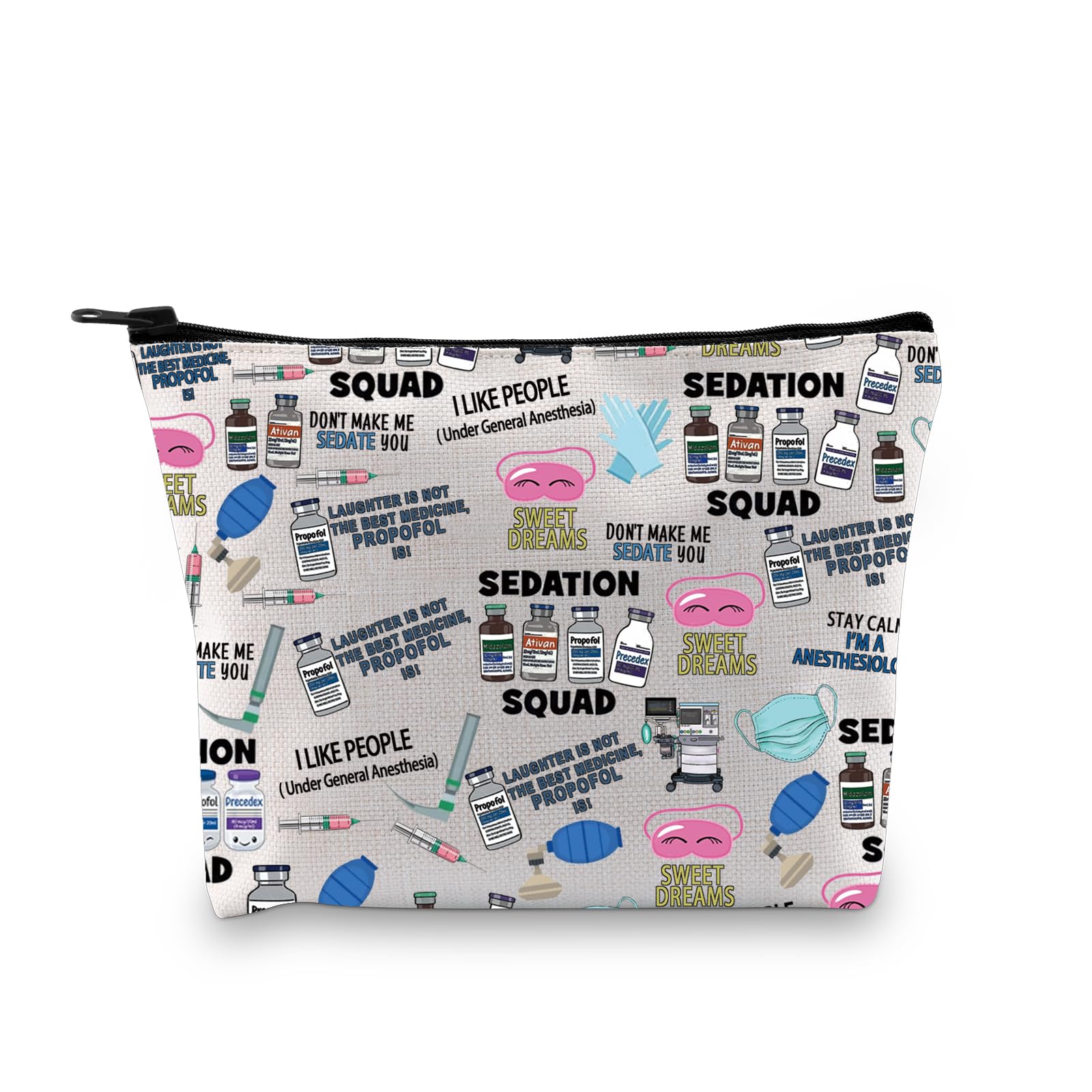 XYANFA Anesthesia Makeup Bag Anesthesiologist Gift Anesthesia Tech Week Gift Technician Gift Anesthetist Nurse Doctor Cosmetic Bag (I LIKE PEOPLE)
