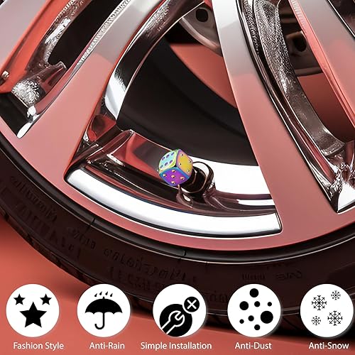 Vista 27 de 4 tapas de vástago de válvula de neumático estilo dado, con anillo de goma O, cubiertas universales de aleación de aluminio a prueba de polvo