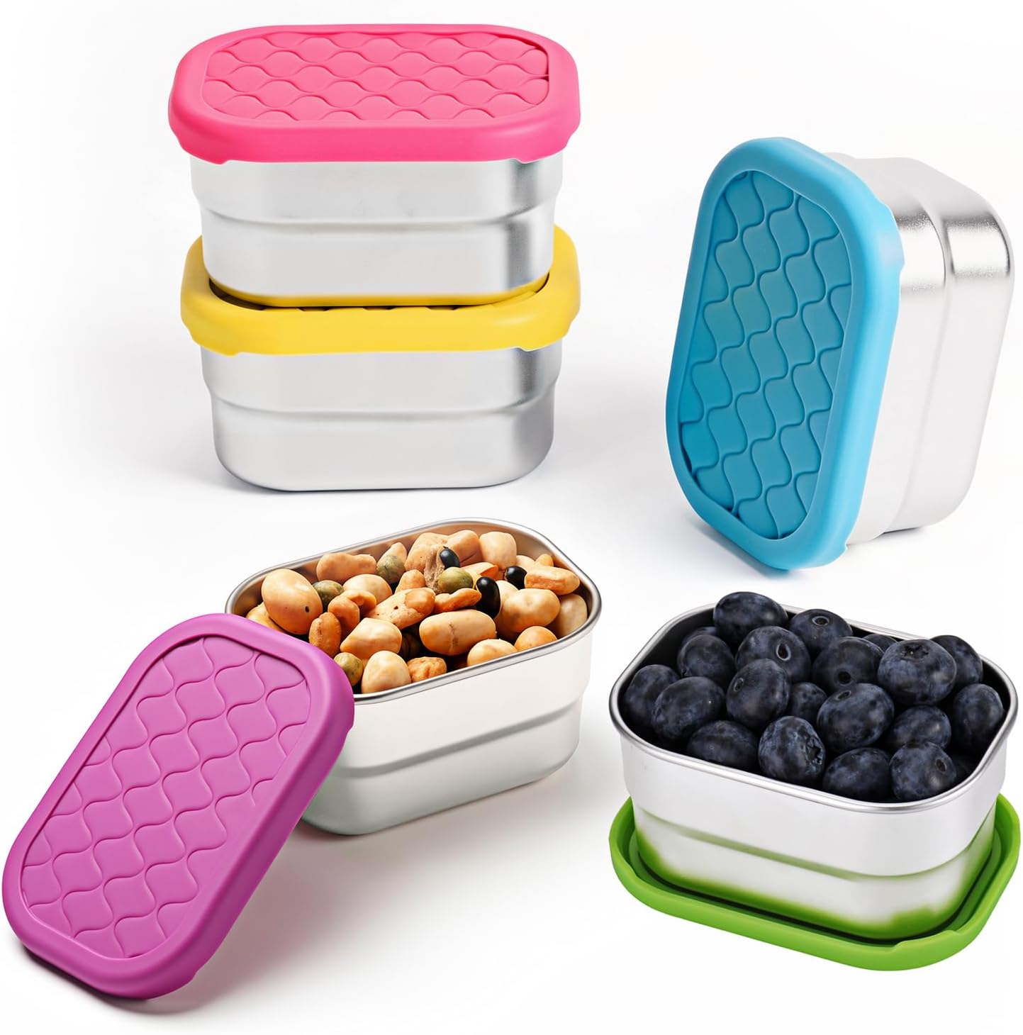 5Pack 8oz Stainless Steel Snack Containers for Kids,snack box small