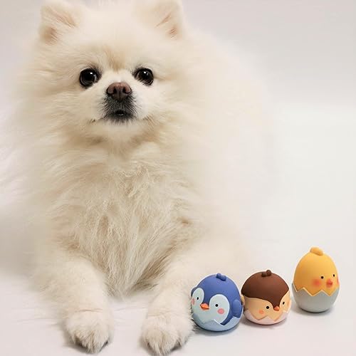 Miniatura 7 de GOSUNY TOYS Huevo de látex para perros pequeños  Juguete para perros de pollo pájaros y pingüinos juguetes chirriantes de goma paquete de 3 mini