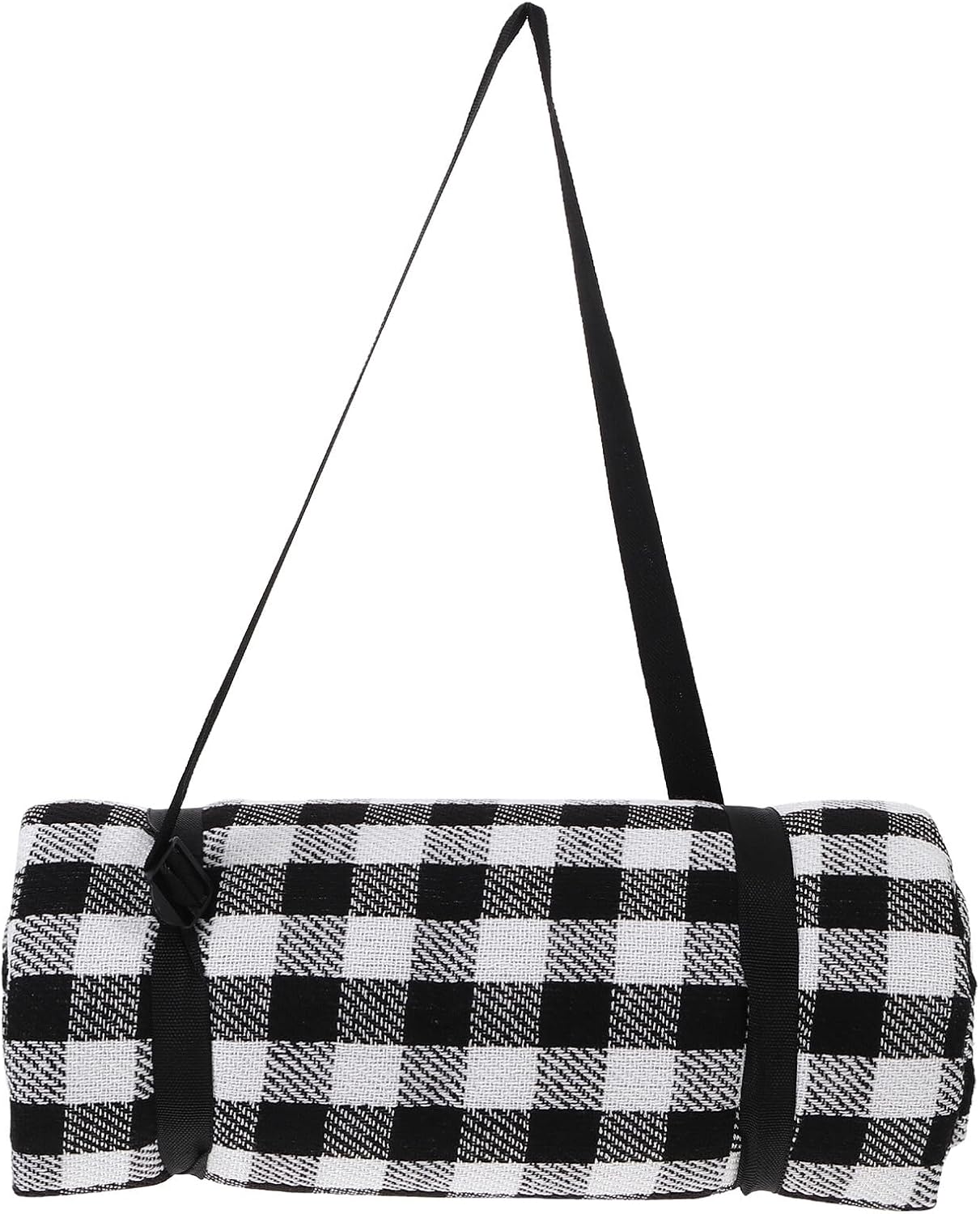 ibasenice Thick Waterproof Outdoor Picnic Mat 2mx2m Black White Plaid Camping Cushion Moisture-Proof Single-Side Fleece Rug for Hiking and Beach Use