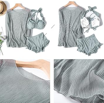 Amazon.co.jp: 【ウォーターブルー】水着3点セット バックシャン