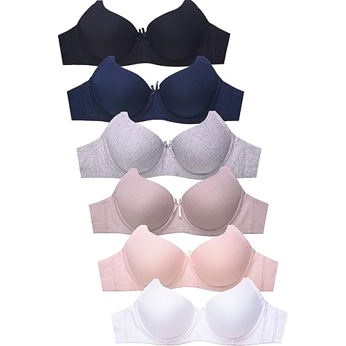 Womens 6 Pack of Everyday Plain, Lace, D, DD, DDD Cup Bra -Various Style