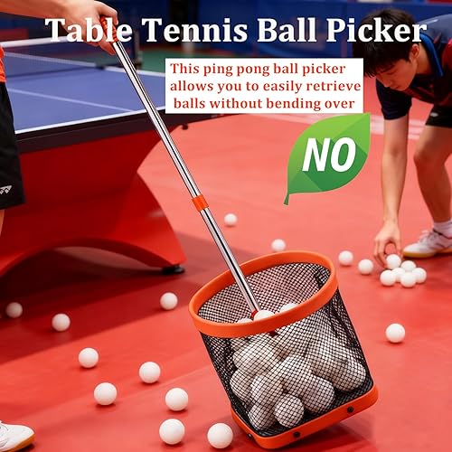 Miniatura 3 de WIGERLON Ping Pong Ball Picker Holds 150 pcs Balls, Table Tennis Ball Picker for Training, Ping Pong Ball Picker Upper for Coach and Player