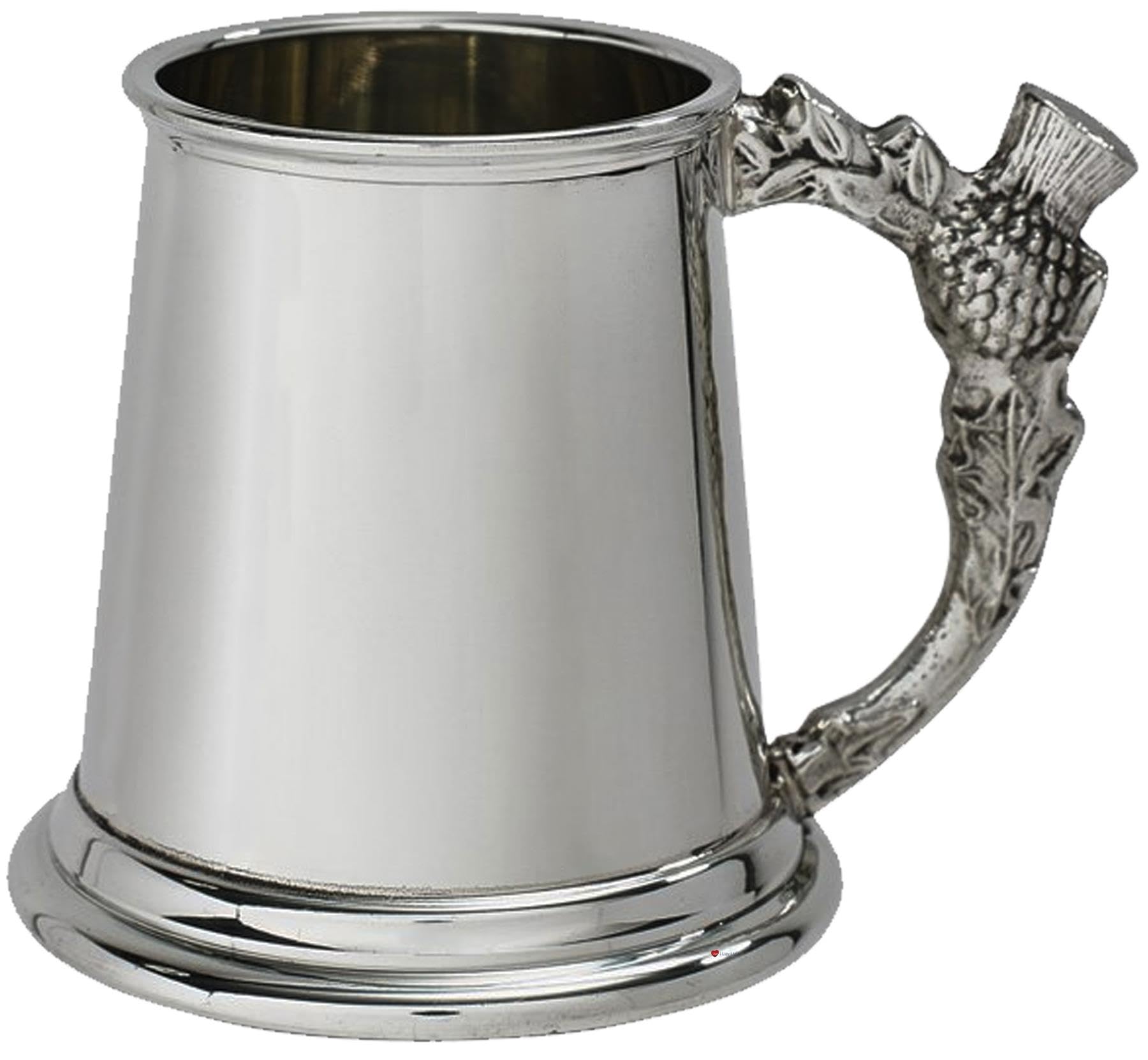 Chope de baptême étain durable sans plomb manche chardon boîte satin incluse