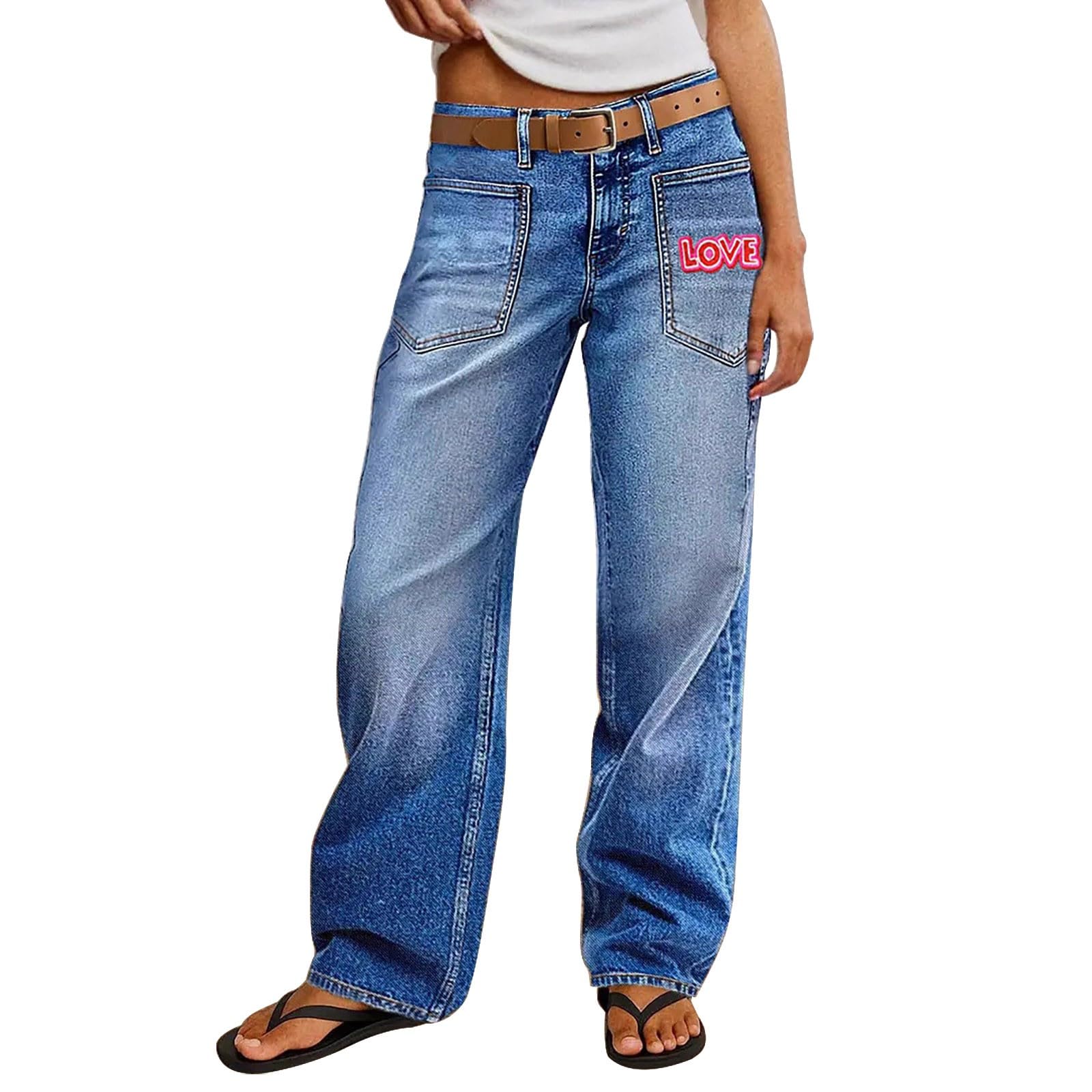 Jeans Donna Larghi Leggeri Jeans Baggy Gamba Larga Casual Pantaloni Denim Elasticizzati Larghi Leggeri Wide Leg Pantaloni Vita Alta Curvy Y2k Eleganti Pantalone Taglie Forti Comodi Push Up