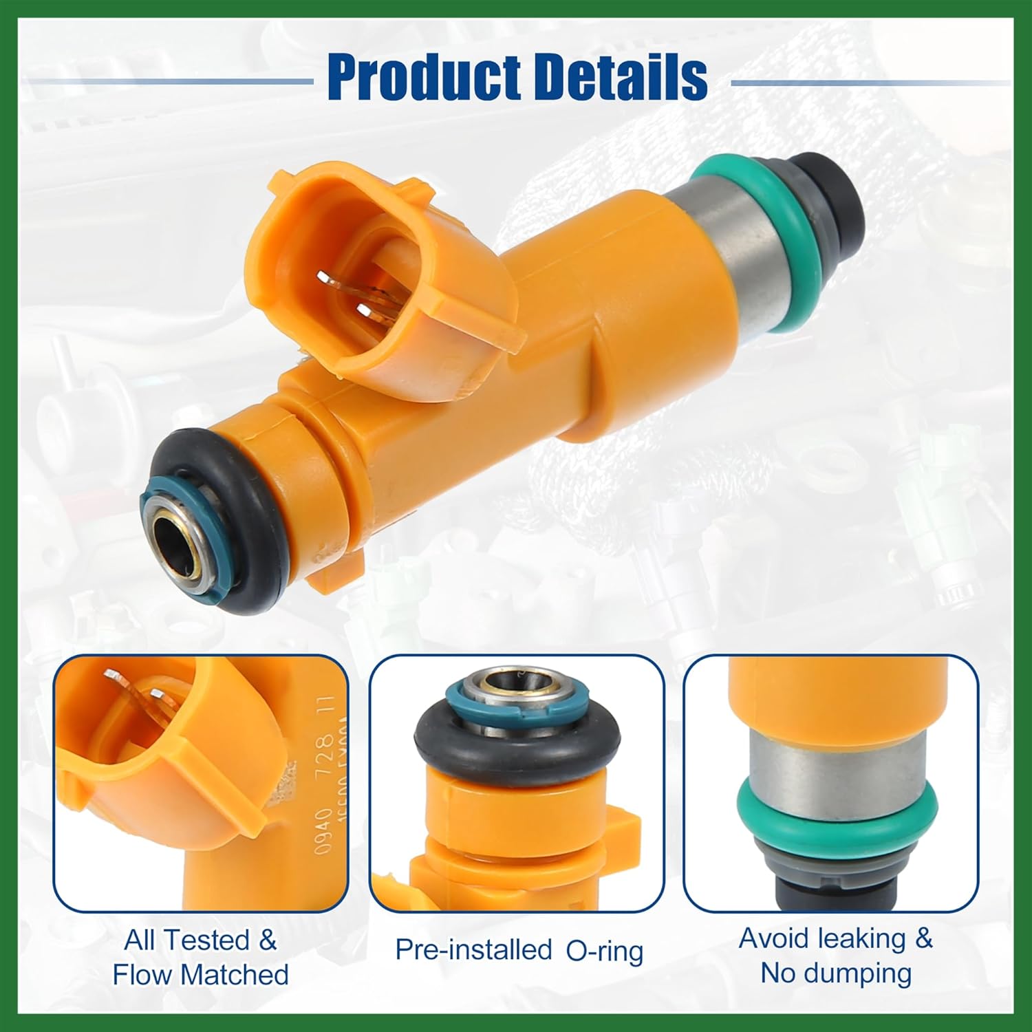 Motoforti Car Fuel Injector Nozzle Replacement Fit for Infiniti G37 2008-2013 16600-EY00A - Pack of 6 Orange Long-lasting