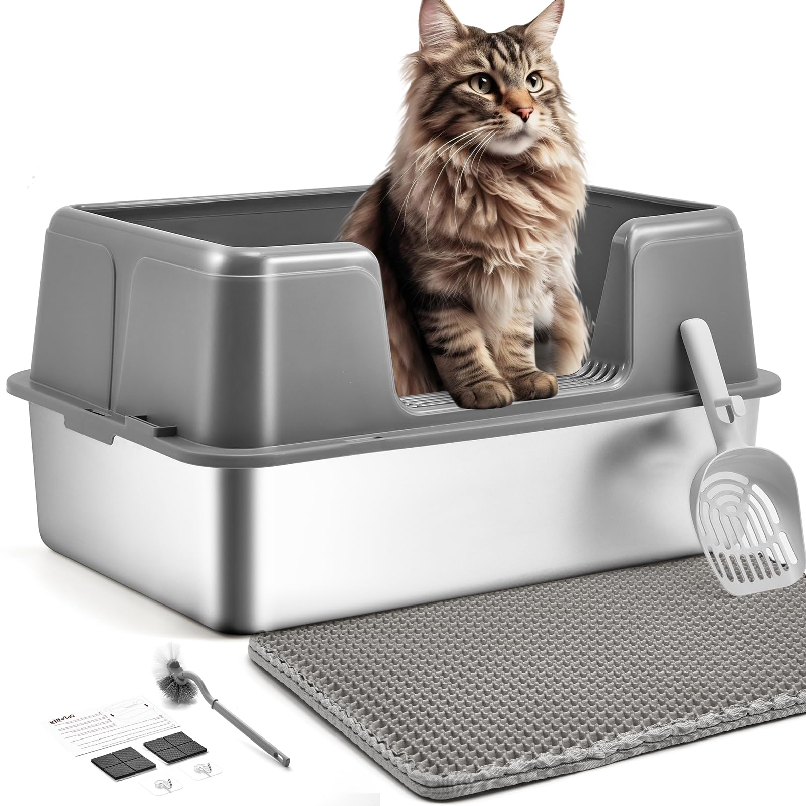 Zarler XL Katzentoilette Aus Edelstahl – Extra Groß, Leicht Zu Reinigen