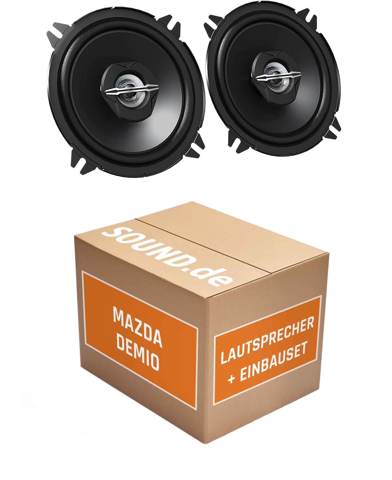 Lautsprecher Boxen Einbaupaket für JVC CS-J520 kompatibel mit Mazda Demio vorne | 2X Tief-Mitteltöner mit integriertem Hochtöner 250W MAX