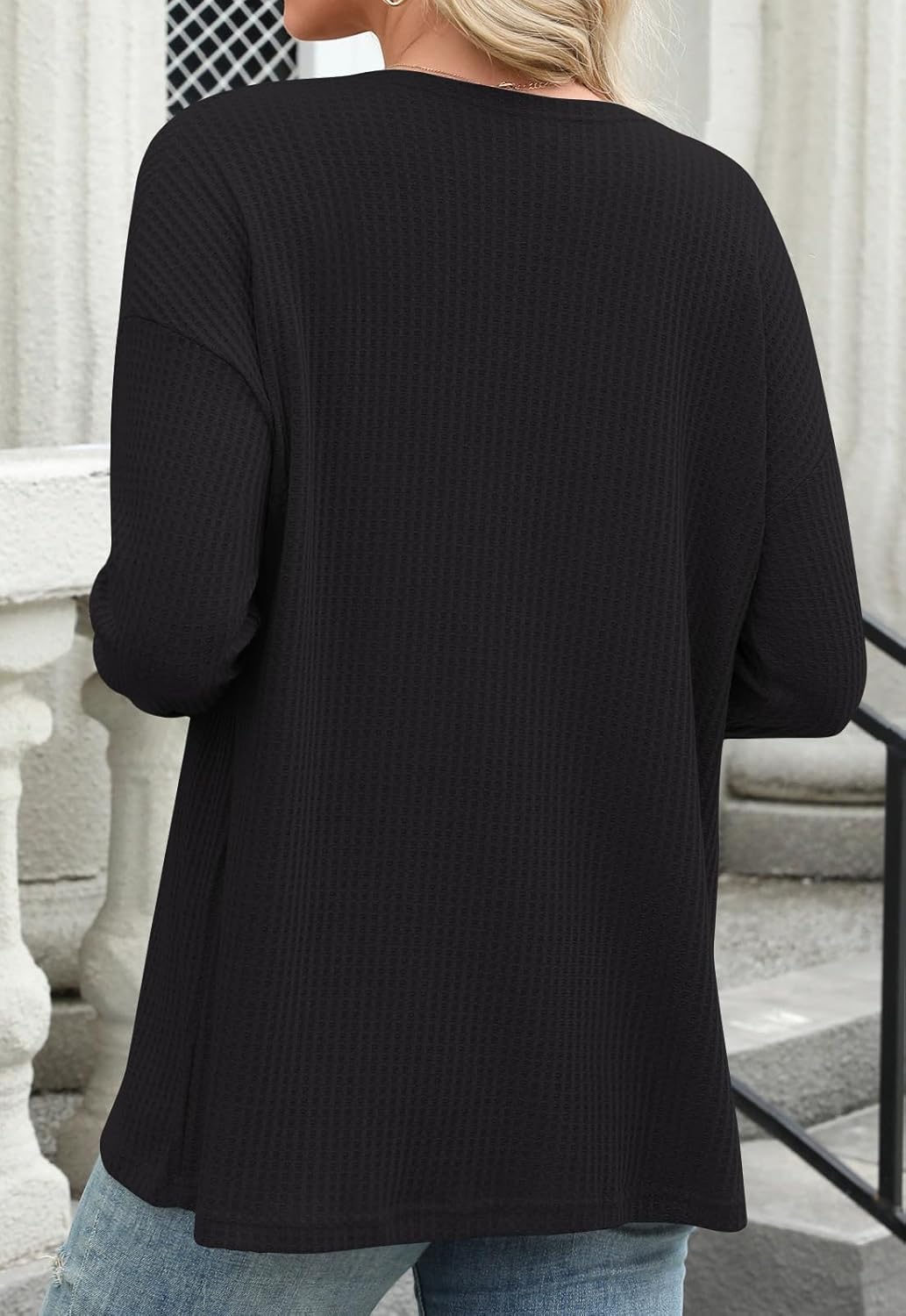 Anymiss Womens Cropped Cardigans Lightweight Waffle Knit Jackets Open Front Tops M-3XL - Image 3