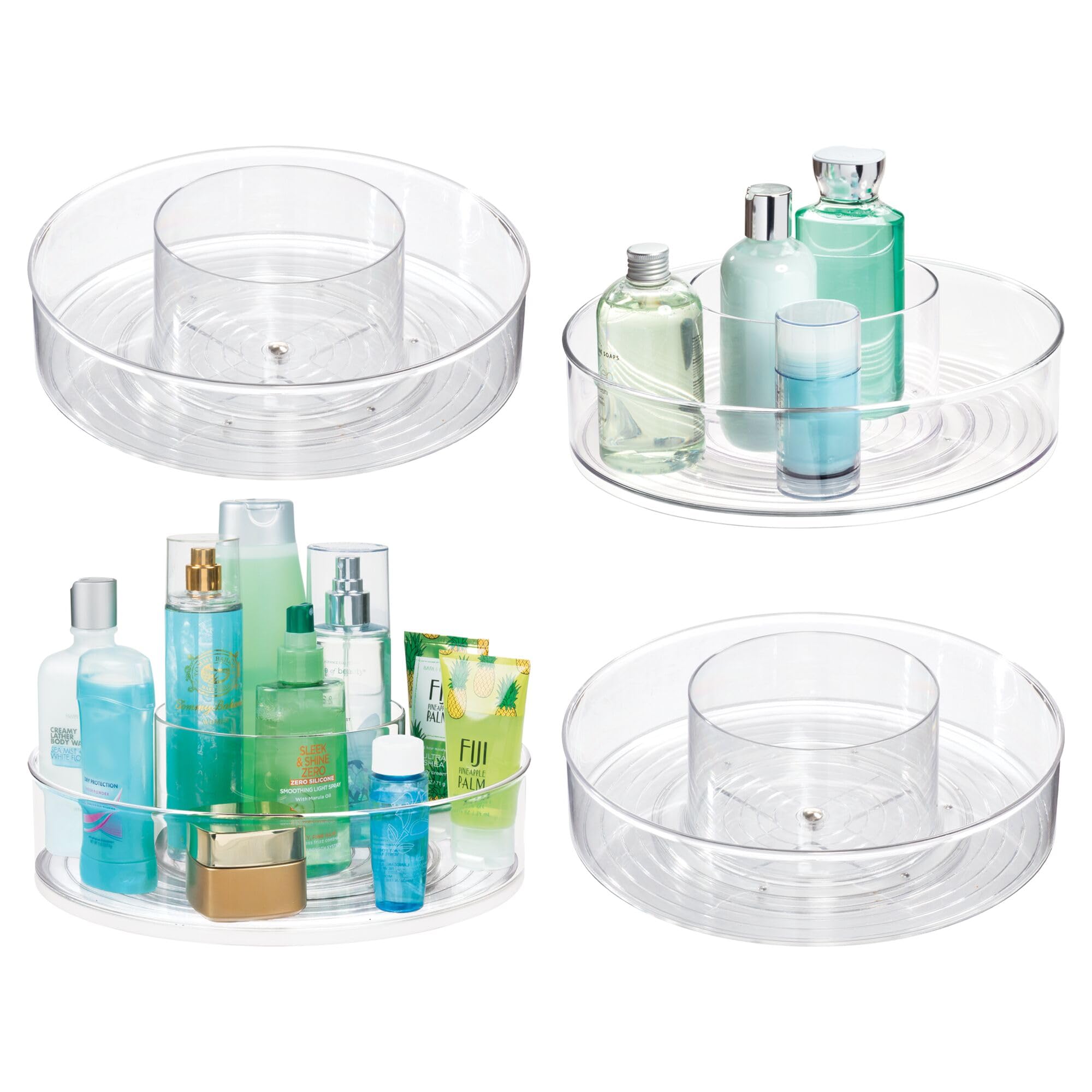 Lazy Susan pour salle de bain iDesign lot de 4 paniers rotatifs transparents de 30,5 cm amovibles