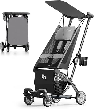 Beberoad R1 Auto-Fold Travel Stroller for Airplane, Ultra Compact Stroller Pushchair Buggy for Babies, Kids, Toddlers Over 11.5 lbs, Grey