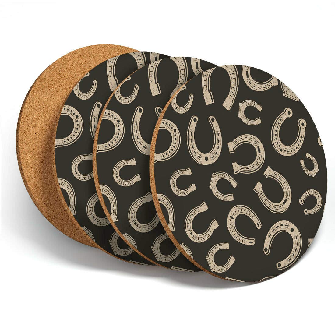 Destination Vinyl 4 Set - Lucky Charm Horse Shoes Pattern Coasters - Kitchen Drinks #3359