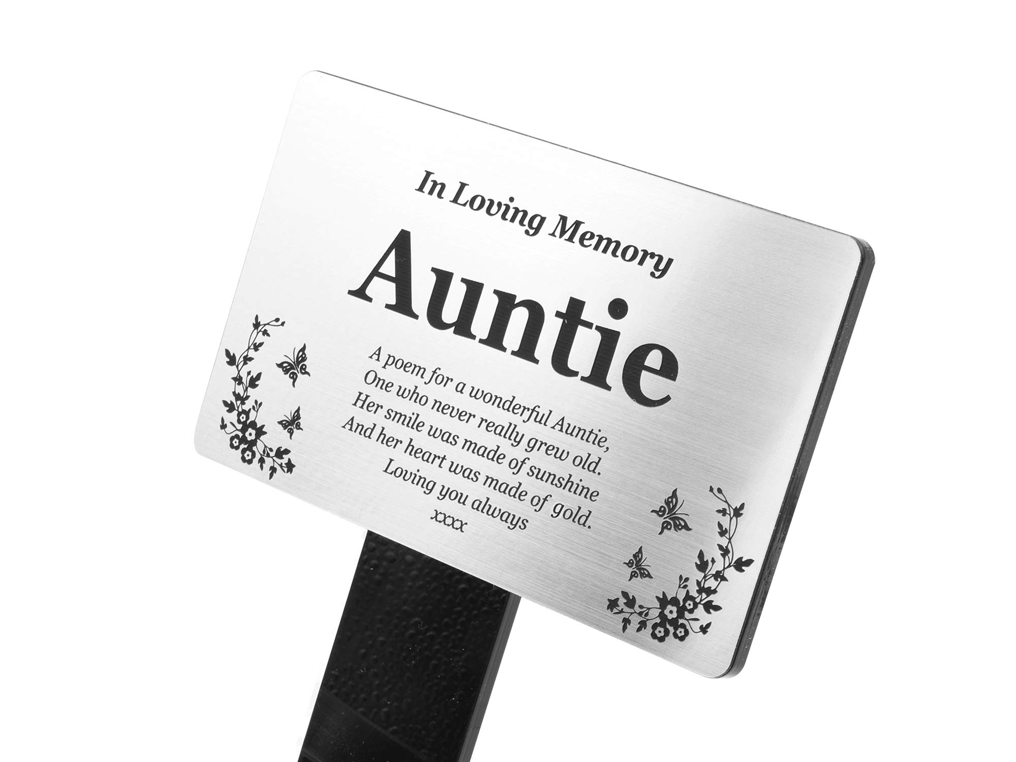 OriginDesigned Auntie Memorial Remembrance Plaque Stake - Gold/Silver/Copper/Bla