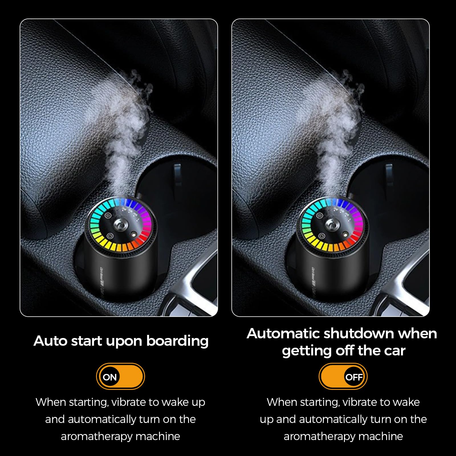 Intelligente Deodorante per Auto con Luce LED Ritmica Diffusore Profumo 50 ml Sensore Vibrazione