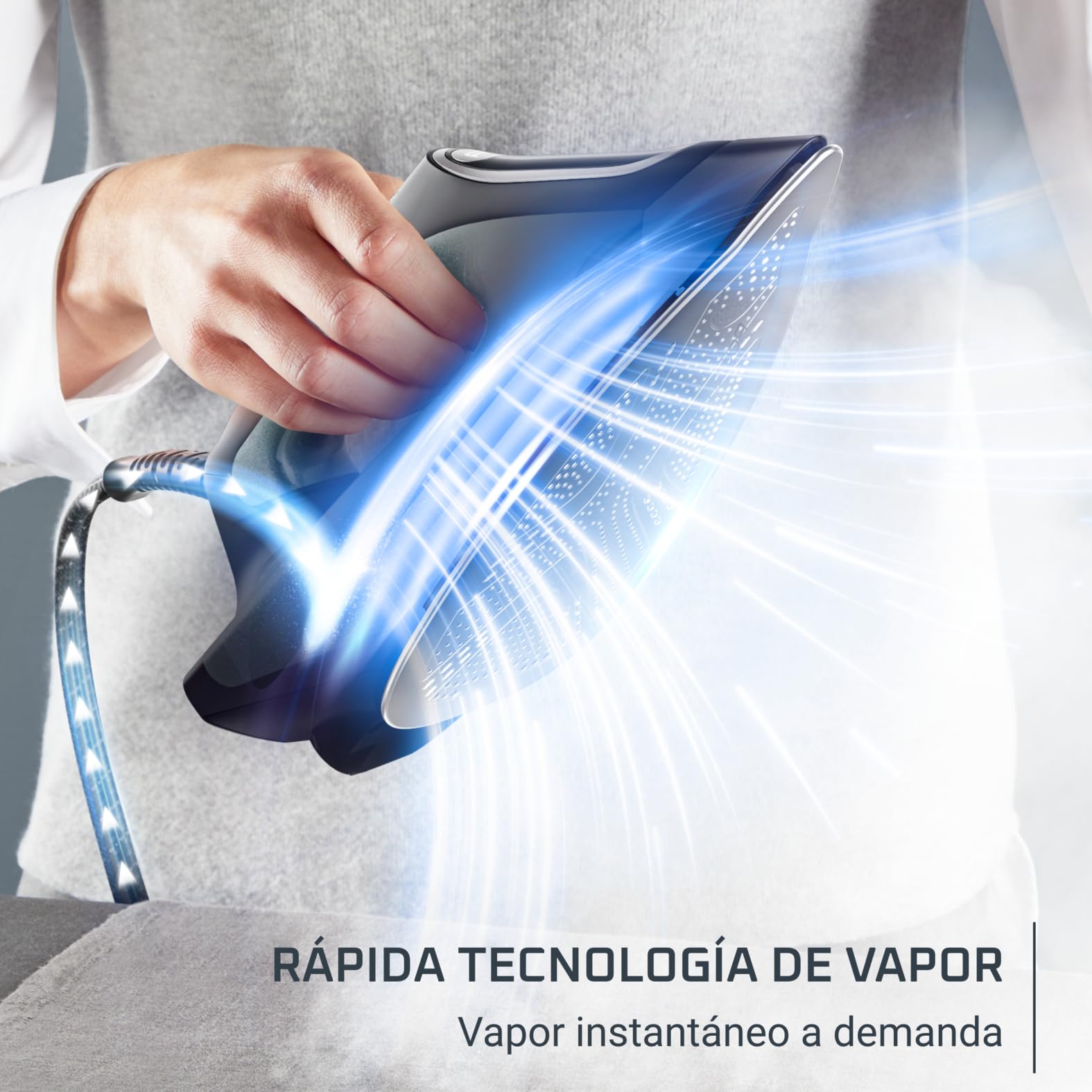 Rowenta Force Pro 500, Centro de planchado, 7,5 Bares, Golpe de vapor de 550 g/minuto, Tecnología Quicksteam, Ahorra energía, 2 modos ECO y MAX, Eucalipto y negro, VR9042F0