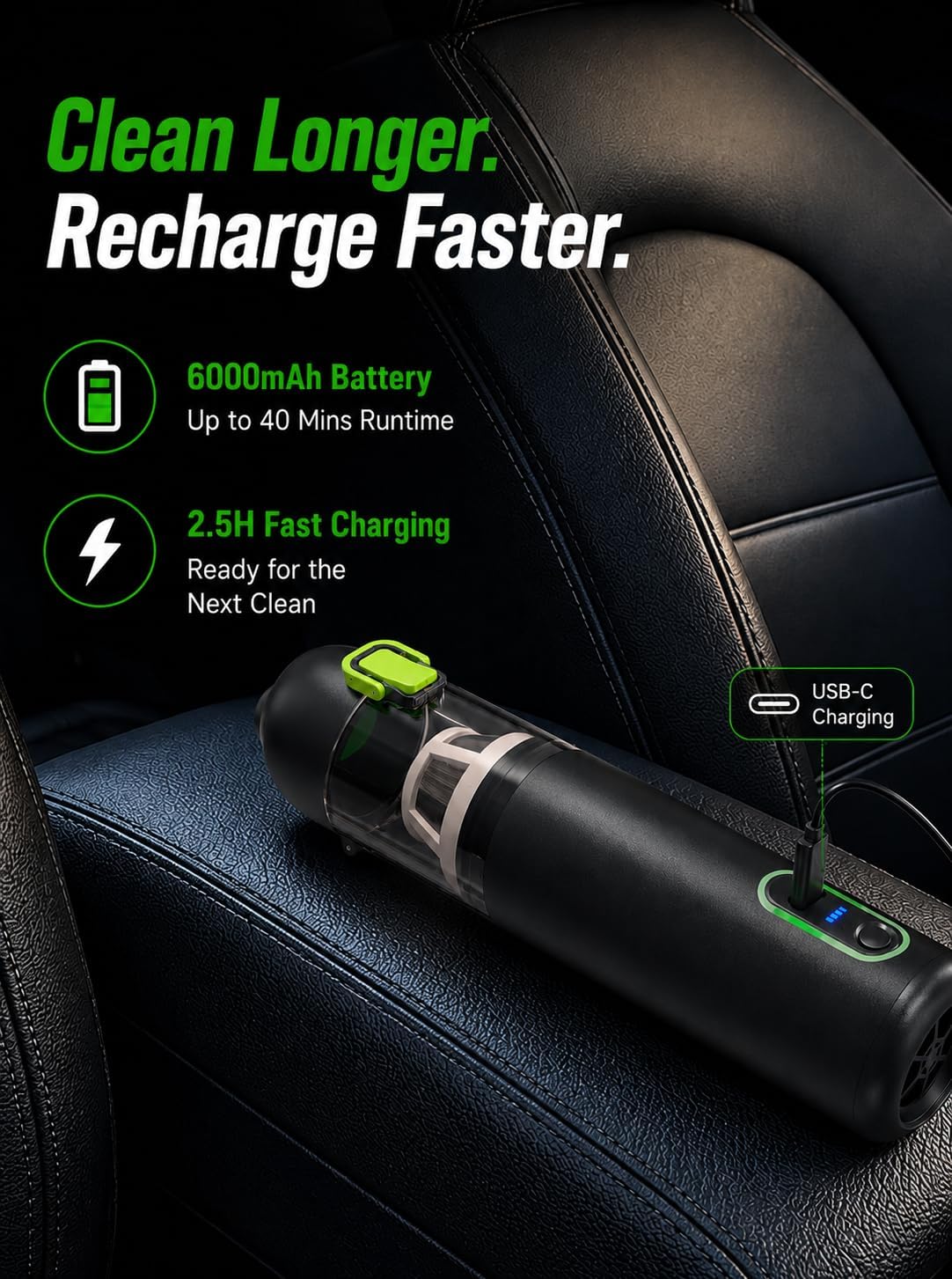 Car Vaccum, COMVIX VC28 Handheld Vacuum, 4-in-1 Mini Vacuum Cleaner with 20000pa Suction Power, Rechargeable Vacuum with 3 Suction Modes, Portable Cordless Vacuum for Car, Home, Office Desk, Keyboards