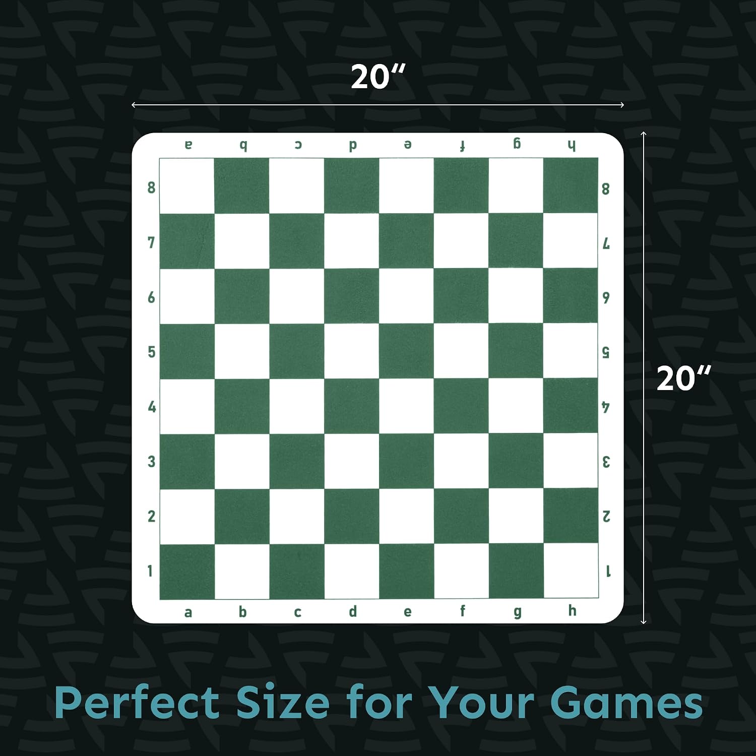 Tournament Chess Mat 20 Inch, Folding Roll Up Checkers Mat Only No Pieces, Travel Game for Kids and Adult Green