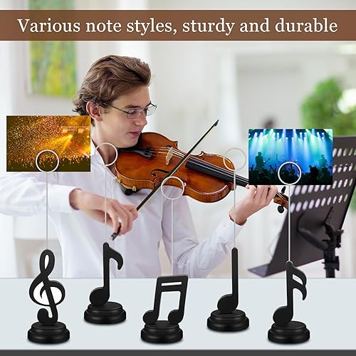 Miniatura 5 de 5 piezas de globos para notas musicales, soportes para fotos, globos y tarjetas de lugar, centros de mesa para decoración de fiestas temáticas