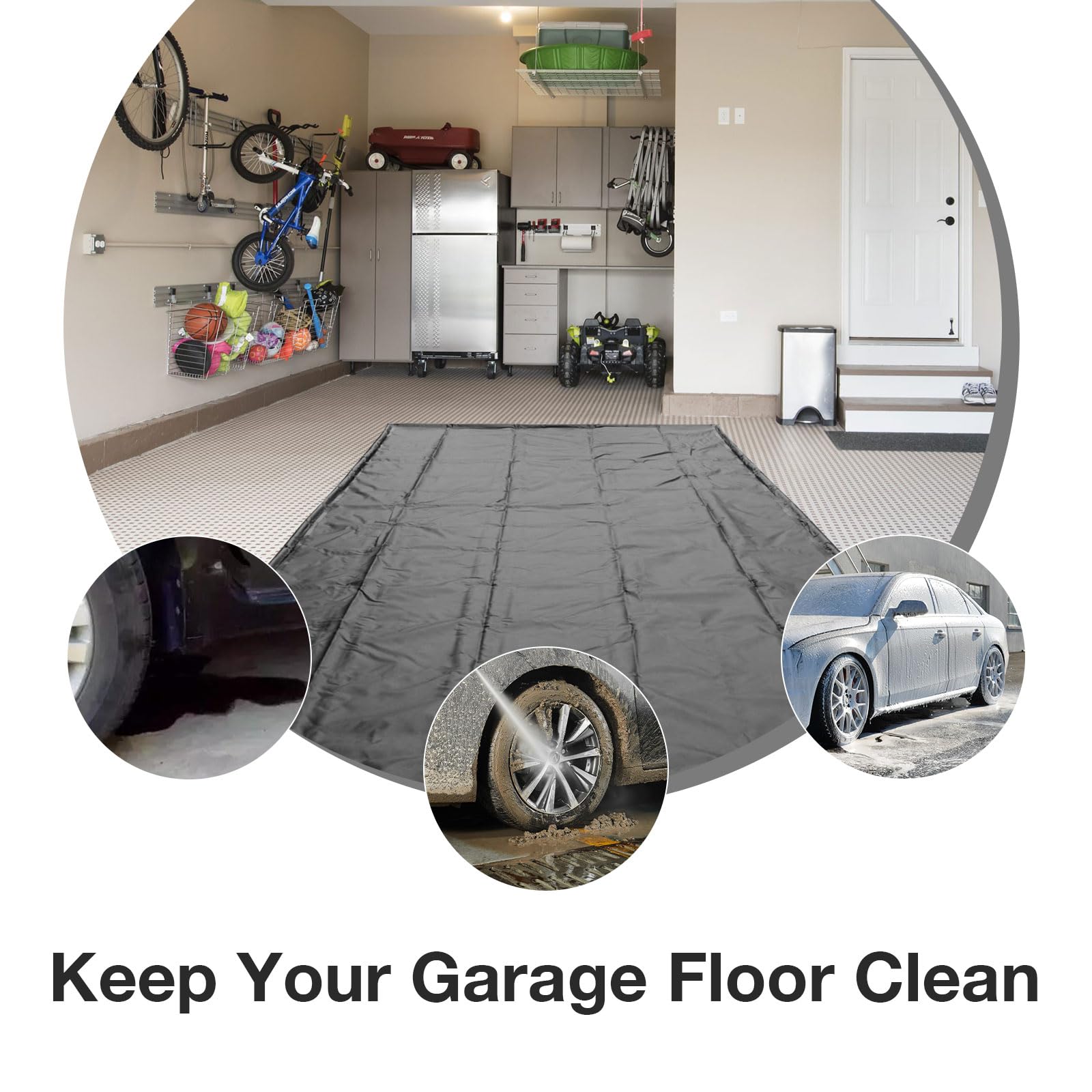 ZOMOFEW Containment Mat, Non-Slip Garage Floor Mat, Heavy Duty Waterproof Contai
