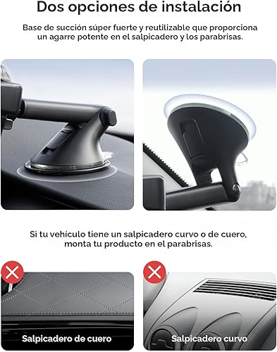 Miniatura 6 de iOttie Easy One Touch Advanced soporte de coche universal para tablero y parabrisas con ventosa para teléfono para iPhone, Samsung, Google, todos