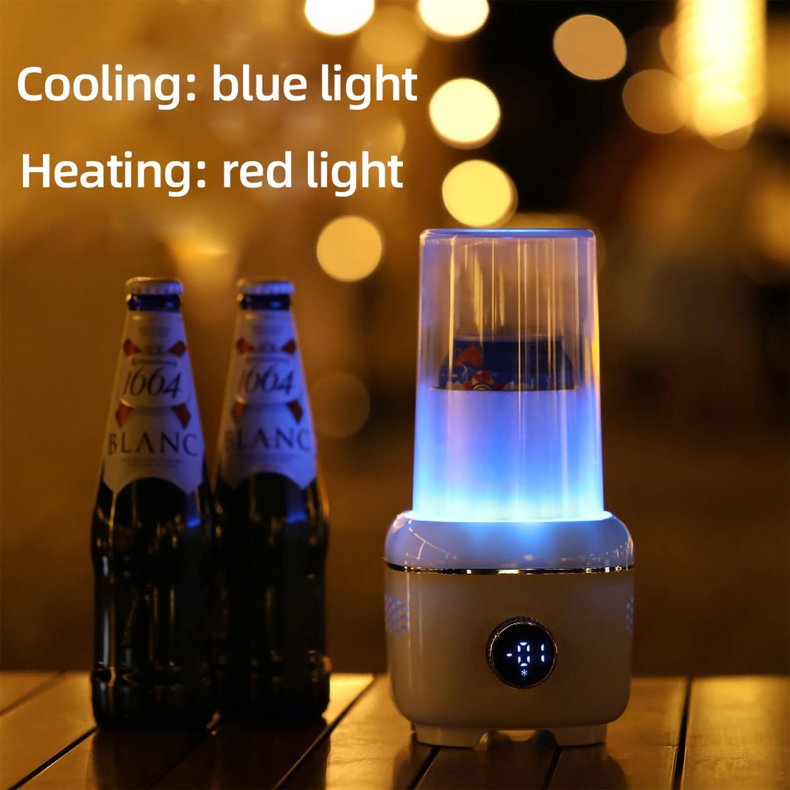 Tazza Elettrica A Raffreddamento Rapido 300ml, -1°C A 70°C Raffreddatore Di Bevande Intelligente Con Display LED E Luce, Portabevande Elettrico Per Raffreddamento/Riscaldamento Birra Caffè Vino
