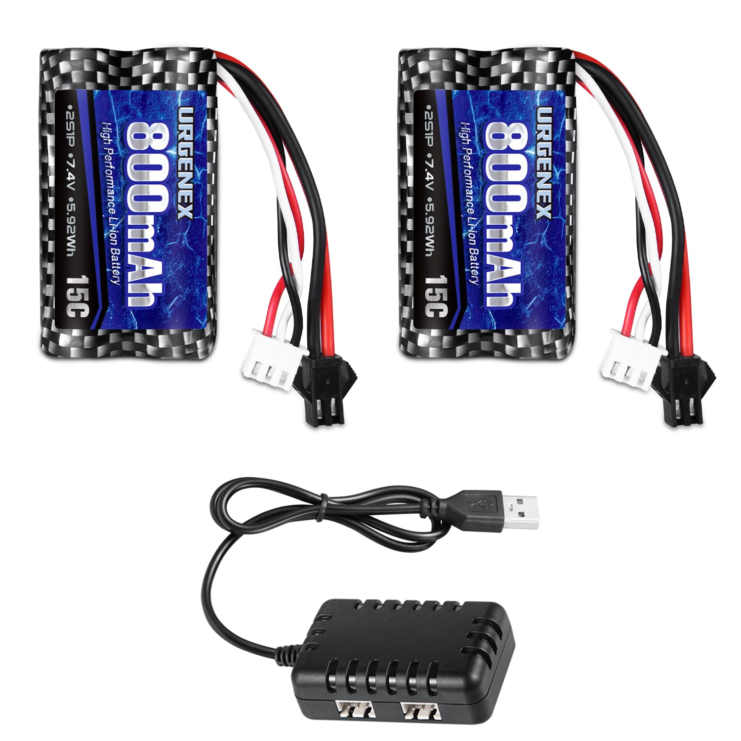 Amazon.com: URGENEX Airsoft Battery 7.4V 800mAh with SM-2P Plug 2S