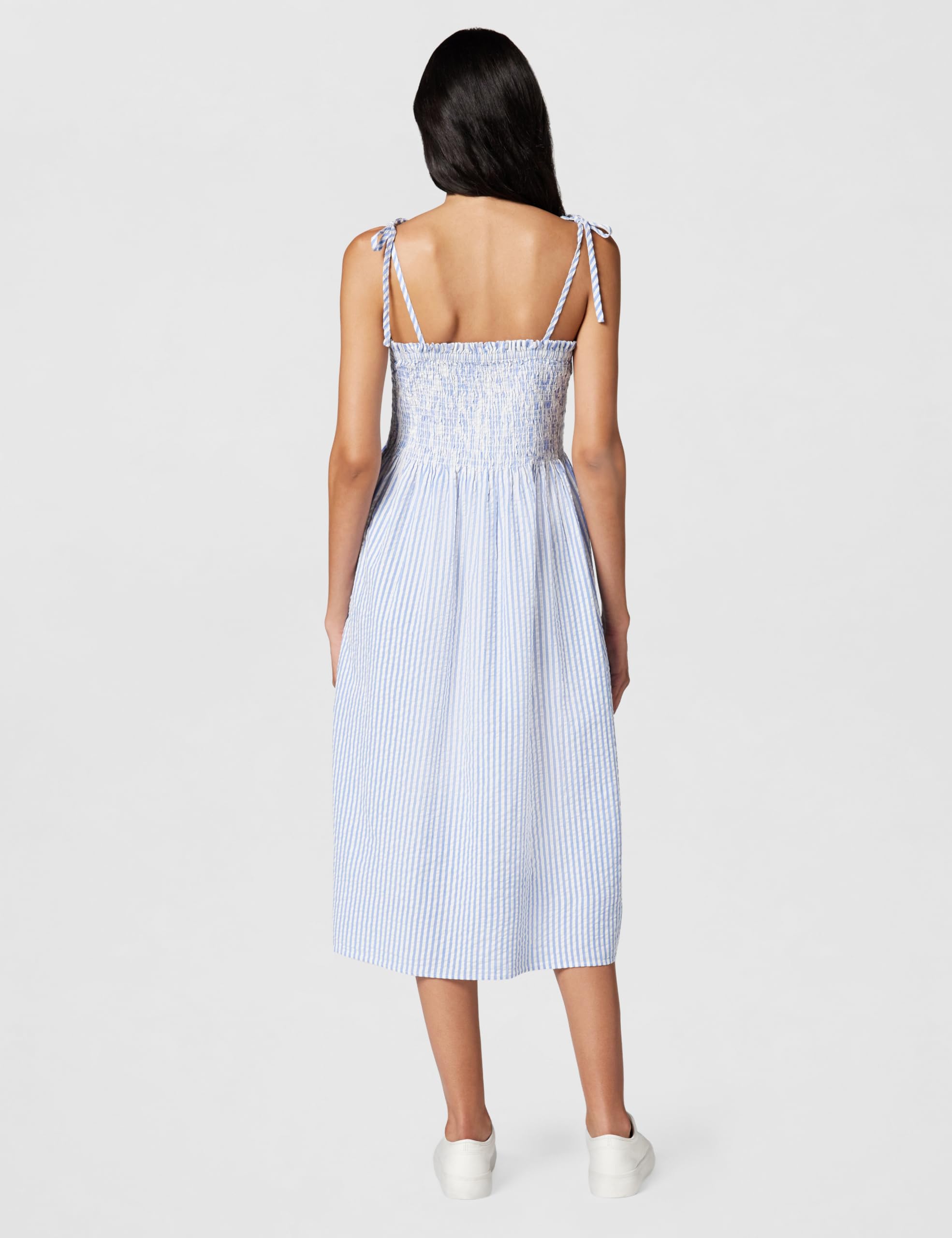 Tommy Hilfiger Swimshop Seersucker Smocked Drs Ww0ww50545 Abito Svasato Donna (Pacco da 1)