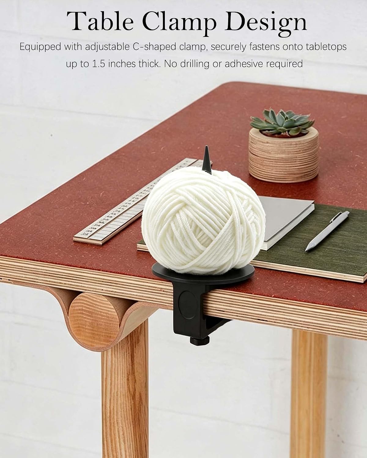 2 Pack Table Clamp Yarn Spindle for Knitting and Crochet image 3